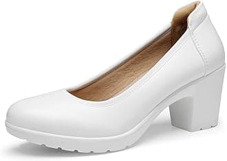 Women's Chunky Closed Toe Low Block Heels Work Pumps Comfortable Round Toe Dress Wedding Shoes