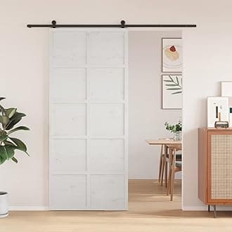 Barn Door White 90x208 cm Solid Wood Pine,Sliding Door,Space-Saving Sliding Design,Barn Door-850642