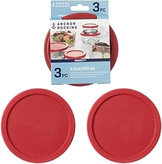 Anchor Hocking Classic Round Food Storage SnugFit Replacement Lids, Red, 2 Cup, Set of 3