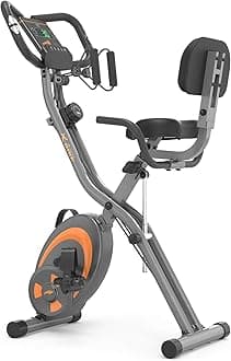 Folding Stationary Bike Recumbent Exercise Bike w/Arm Resistance Bands-Pulse Sensor-LCD Monitor and Easy to Assemble Indoor Cycling Bike 2280