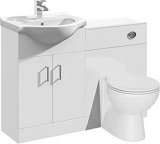 VeeBath Linx 1150 Vanity Unit Furniture Set, Wash Basin Bathroom Sink, WC, Toilet Pan, Soft Close, Quick Release Toilet Seat with Concealed Cistern-White (Flat Pack)