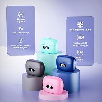 boAt Airdopes 121 PRO True Wireless Earbuds with boAt Signature Sound, Quad Mic ENx™, Beast™ Mode for Gaming, 40H Playtime, IWP™, IPX4, Battery Indicator Screen(Mint Cascade)