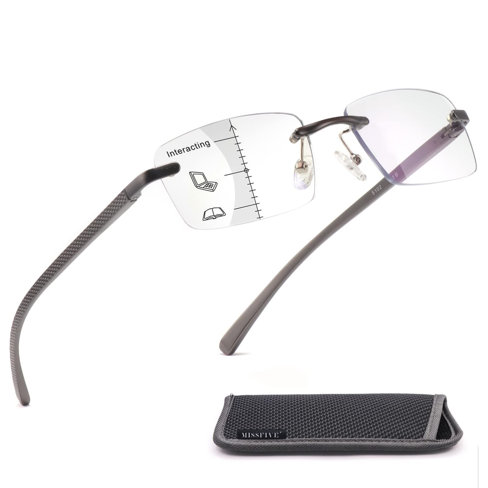 +2.5x Aluminum Temples Progressive Reading Glasses for Paper and Computer Work