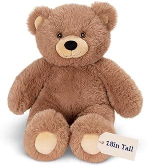 18 Inch Cuddly Soft Brown Bear | Soft Easter Teddy Bear Stuffed Animal | Cozy Plush for Sleeping | Romantic Gift Teddy Bear for Girlfriend | Crafted in the USA