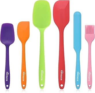 Silicone Spatula Set Food Grade Kitchen Utensils with Silicone Brush Heat Resistant BPA-free Rubber Spatula for Scraping, Baking, Cooking, Mixing, Multicolor(6pcs), K006