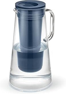 LifeStraw Home – Water Filter Pitcher, 7-Cup, Midnight Blue, BPA Free Designed for Everyday Protection Against Bacteria, parasites, microplastics, Lead, Mercury, PFAS, and a Variety of Chemicals