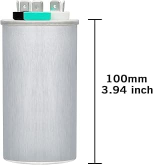55/12.5 uF 55+12.5 MFD 370VAC or 440VAC Dual Run Start Round A/C Capacitor CBB65 Air Conditioner Capacitors for AC Unit Fan Motor Start or Heat Pump or Condenser Straight Cool