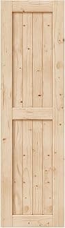 EaseLife 24in x 84in Sliding Barn Wood Door,Interior Doors,DIY Assemblely,Solid Natural Spruce Panelled Slab,Easy Install,Apply to Rooms & Storage Closet,H-Frame