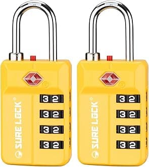 TSA Approved Travel Luggage Locks, Open Alert Combination Lock for School Office & Gym Locker ,Toolbox, Pelican Case,Easy Read Dials- 1, 2 & 4 Pack (1, Yellow 2 Pack)