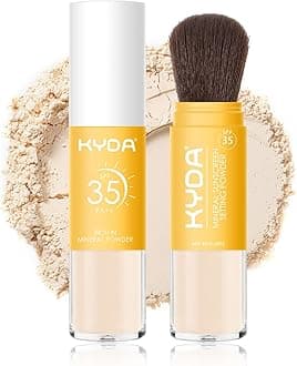 KYDAMineral Sunscreen Setting Powder, SPF 35, Fair, Mineral Brush Powder, Oil Control Natural Matte Finish, Lasting Lightweight Breathable, All Skin-02 by Ownest Beauty