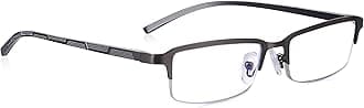 Read OpticsReading Glasses for Men, Half Frame Non Prescription Glasses, Stylish Comfortable Glasses for All Day Wear, Silver - Blue Blocker, +1.5