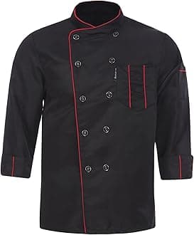 Unisex Chef Coat Mens Womens Long Sleeves Double-Breasted Kitchen Chef Shirt Uniform