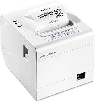 Volcora Thermal Receipt Printer, 80mm POS Printer w/Auto Cutter, USB/Ethernet Interface for Windows/MAC/Linux, ESC/POS Command Support Cash Drawer, High Speed Kitchen Printer, Wall Mount (White)