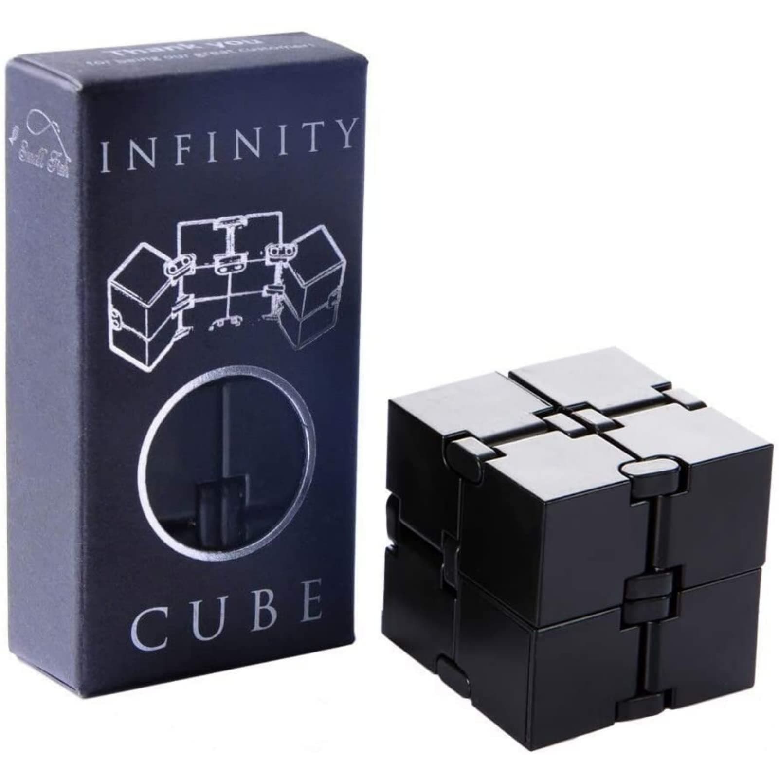 SMALL FISH Stress Relief Infinity Cube Fidget Toy for 3 Years Up, Black