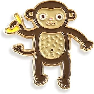 Monkey Enamel Pin – Cute Monkey with Banana– Cheerful, Colorful Lapel Pin for Jacket, Bag, Backpack, Hat – Gift for Animal Lover, Student, Friend for Birthday, Christmas, Stocking Stuffer – Zoo Animal – Funky Monkey – USA Small Business
