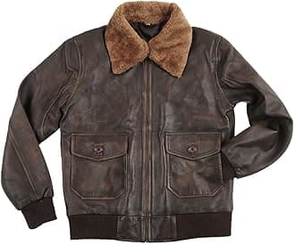 SpazeUp A2 Leather Jacket Men - Air Force Pilot Flight Distressed Brown Leather Jacket Men