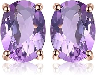 JewelryPalaceNatural Garnet Peridot Amethyst Citrine Blue Topaz Birthstone Stud Earrings for Women, 14k Gold Plated 925 Sterling Silver Earrings for Women, Gemstones Jewelry Sets for Girls