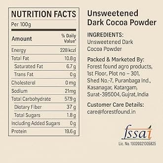 Forest Found 100% Pure & Natural Unsweetened Dark Cocoa Powder for Cake and Chocolate Making (500 Gm)