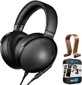 Sony MDR-Z1R Signature Closed Dynamic Hi-Res Headphones w/Case, Black Bundle with Deco Gear Wood Headphone Display Stand + 3 Year CPS Enhanced Protection Pack