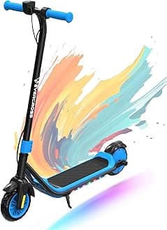 E6 Electric Scooter for Kids, 7" Lightweight E-Scooter for Ages 6-12, Electric Scooter with A Range of Up to 20 km and 7-Color Lights, 3 Speed Modes (8, 12, 16 km/h)