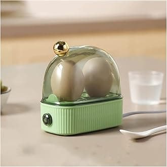 Electric Egg Cooker Small Egg Cooker Multi Function Egg Steamer Dormitory Household Egg Boiler One Person Breakfast Machine Can Cook Two Eggs Rapid Egg Boiler (Color : Bianco)