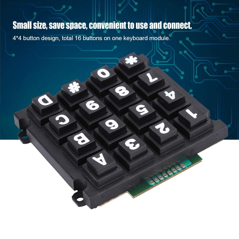 ASHATA 4x4 Matrix 16 Keypad Keyboard Module 16 Button for MCU for for ARDUINO, Keyboard Modules with 16 Keys 4x4 Push Buttons External Big Keypad for MCU