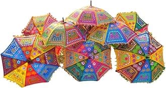 brown leaf Traditional Design Handmade Umbrella For Wedding Diwali Decoration Cotton Umbrella For Party Decor