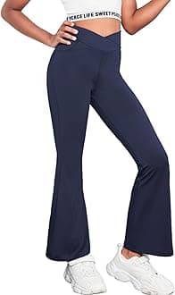 Zaclotre Girls Flare Leggings High Waisted V Crossover Casual Yoga Bell Bottoms with Pockets Pants for Kid