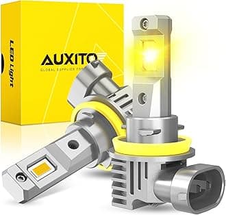 AUXITO H11 LED Yellow Fog Light Bulbs or DRL, 600% Super Brighter 3000K Amber Yellow Light, H8 H16 Fog Lights Replacement for Cars, Non-polarity, Pack of 2