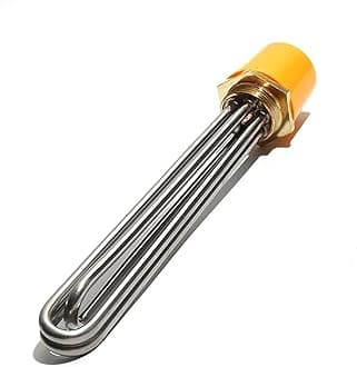 SSIMOO DN40 Water Heating Element 220V/380V 3KW-12KW 304SS with Interal Nut Copper Thread 304SS Tube Spare Parts for Air Energy Kindly (Color : 3KW 195mmL, Size : 3-220V)