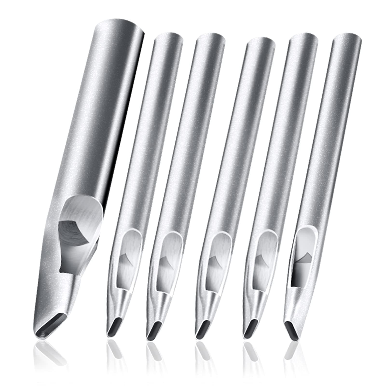 6 Pcs Oval Leather Punch Tools, Hole Punch, Flat Craft Punch, Hollow Hole Punch for Leather Cutting Belt Bags Gasket DIY Making