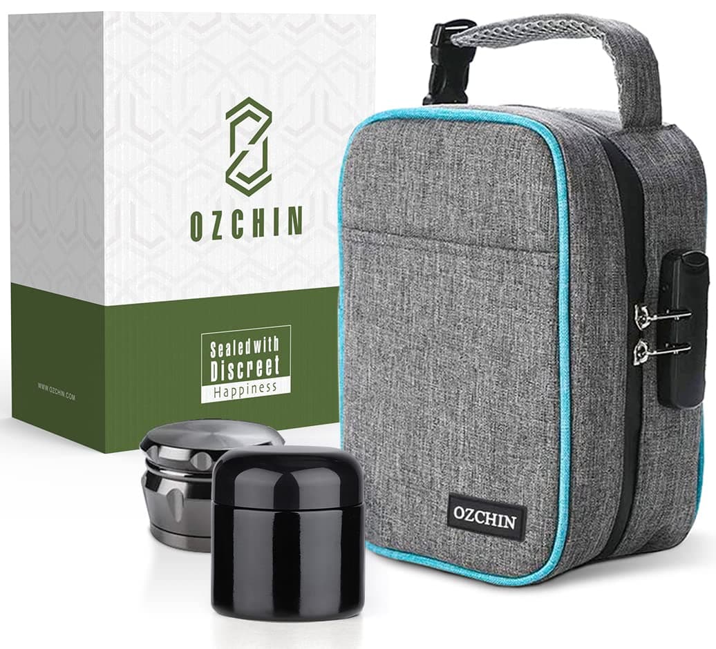 OZCHIN Smell Proof Storage Bag with Combination Lock Lockable Box Bag Travel Storage Case Activated Charcoal Bag Set (23 x 16 x 12cm), Christmas Xmas Gifts for Women Men