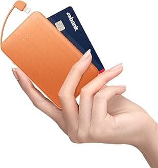 Small Portable Charger 6000mAh Fast Charging ,Ultra Slim Power Bank with Built in Cable, lightweight Portable Phone Charger Battery Pack Compatible with iPhone14/14 Pro Max/13/12 Pro/11/ XR / X /8 etc