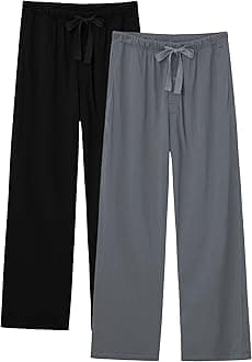 EA'S SECRET Men's 100% Cotton Pajama Bottoms Stretch Waist Soft Drawstring Sleep Lounge Pj Pants with Pockets