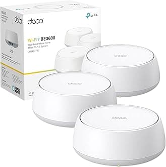 TP-Link Deco BE25(3-pack) Mesh WiFi 7 BE3600Mbps, 2x 2.5G Ports, MLO Mesh System Router, VPN Clients & Server, WiFi Extender Booster, Private IoT Network, Seamless AI Roaming,Easy Setup,Alexa & Google