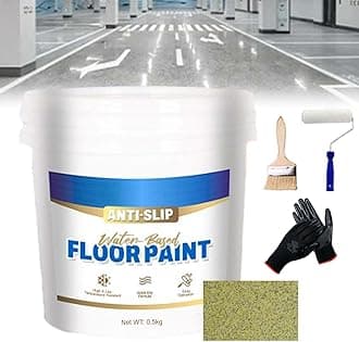 Wear-Resistant Anti-Slip Self-Leveling Epoxy Floor Paint, High-Gloss Marble Effect Epoxy Floor Coating, Epoxy Floor Paint for Concrete, Anti-Slip Quick-Dry Water-Based Garage Floor Paint (Lemon)