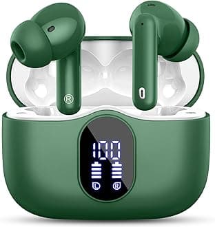 – Wireless Earbuds, Bluetooth 5.4 Headphones In Ear with 4 ENC Noise Cancelling Mic, 2026 Bluetooth Earphones Mini HI-FI Stereo Sound, LED Display Wireless Headphones 36H Playtime IP7 Waterproof, Green