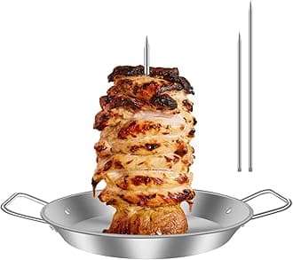 Vertical Kebab Skewer Stand Stainless Steel Chicken Skewers Vertical Skewer Grill Rack Stand with 3 Different Sizes Spikes for BBQ or Oven Barbecue Kebab Spike for Whole Chicken Fish Sausage Steak