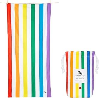 Dock & BayBeach Towel - Quick Dry, Sand Free - Compact, Lightweight - 100% Recycled - Includes Bag - Summer - Rainbow Skies - Extra Large (200x90cm, 78x35)