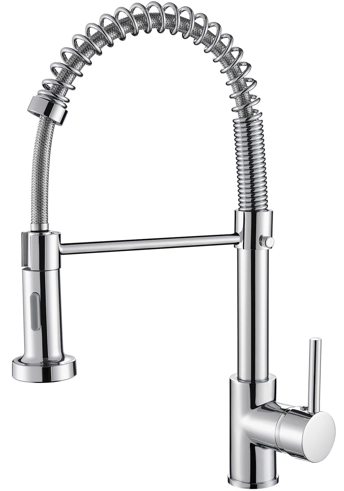 Cobbe Kitchen Sink Mixer Tap, Spring Faucet with Pull Down Sprayer, 2 Spray Modes High Arc Single Handle Lever Kitchen Tap (Chrome)