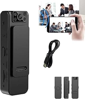 HD Body Camera 1920p with Noise Reduction, Portable Body Worn Camera with Night Vision, WiFi, Audio/Video Recording, Back Clip, 180° Adjustable Angle