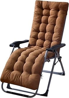 KOCASO Chaise Lounger Cushion, 67ｘ22ｘ3.93In Bench Chair Pads, Non Skid Slip Patio Padded Seat Cushion W/Ties, Recliner Rocking Chair Sofa Mat for Indoor Outdoor, Coffee(Only A Cushion)