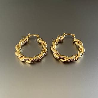 Chunky Gold Hoop Earrings for Women, 14k Gold Plated Thick Triple Hoop Earrings Hypoallergenic Trendy Chunky Gold Hoops Earrings Dainty Jewelry Gifts for Women
