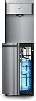 Brio Moderna CLBL730SC Self-Cleaning Bottom Load Water Cooler Dispenser for 3 & 5 Gallon Bottles – Tri-Temp w/Fast-Dispense, 11.5" Dispense Height, 24/7 Illuminated Display, Silver Stainless Steel