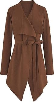 CHICWISH Women's Wide Lapel Tie Waist Knit Cardigan Coatigan Light Jacket