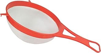 Tredoni 9" Fine Nylon Mesh Strainer Sieve - Plastic Flour Sifter, Cinnamon/Sugar Powder Spreader (22 cm = 9 inch)