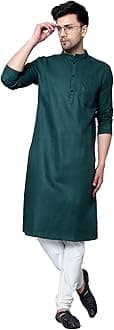 LATEST CHIKAN Men's Cotton Blend Solid Long Kurta Full Sleeves - Casual Ethnic Wear