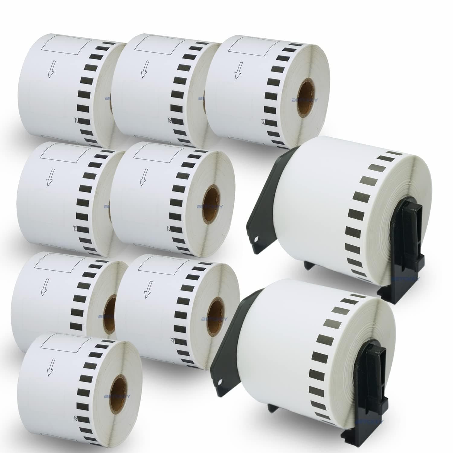 Compatible Continuous Labels Replacement for Brother DK-2205 (2.4 in x 100 ft), Use with Brother QL Label Printers [10 Rolls + 2 Reusable Cartridges]
