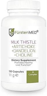 FürstenMEDMilk Thistle with Artichoke Extract, Dandelion Root & Choline - Normal Liver Health Supplement - Highly Dosed with 80% Silymarin - Vegan Liver Support - 120 Non-GMO Capsule