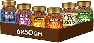 Beanies Classic Starter Pack, Signature Flavoured Instant Coffee Combo, 6 x 50g 300g - Sugar Free Low Calorie Coffee, Vegan Friendly, Freeze Dried, Premium Taste, Easy to Brew